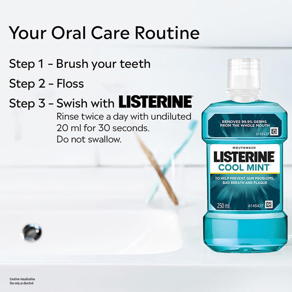 Listerine Cool Mint Mouthwash Liquid, Removes 99.9% Germs, 250ml - Image 4