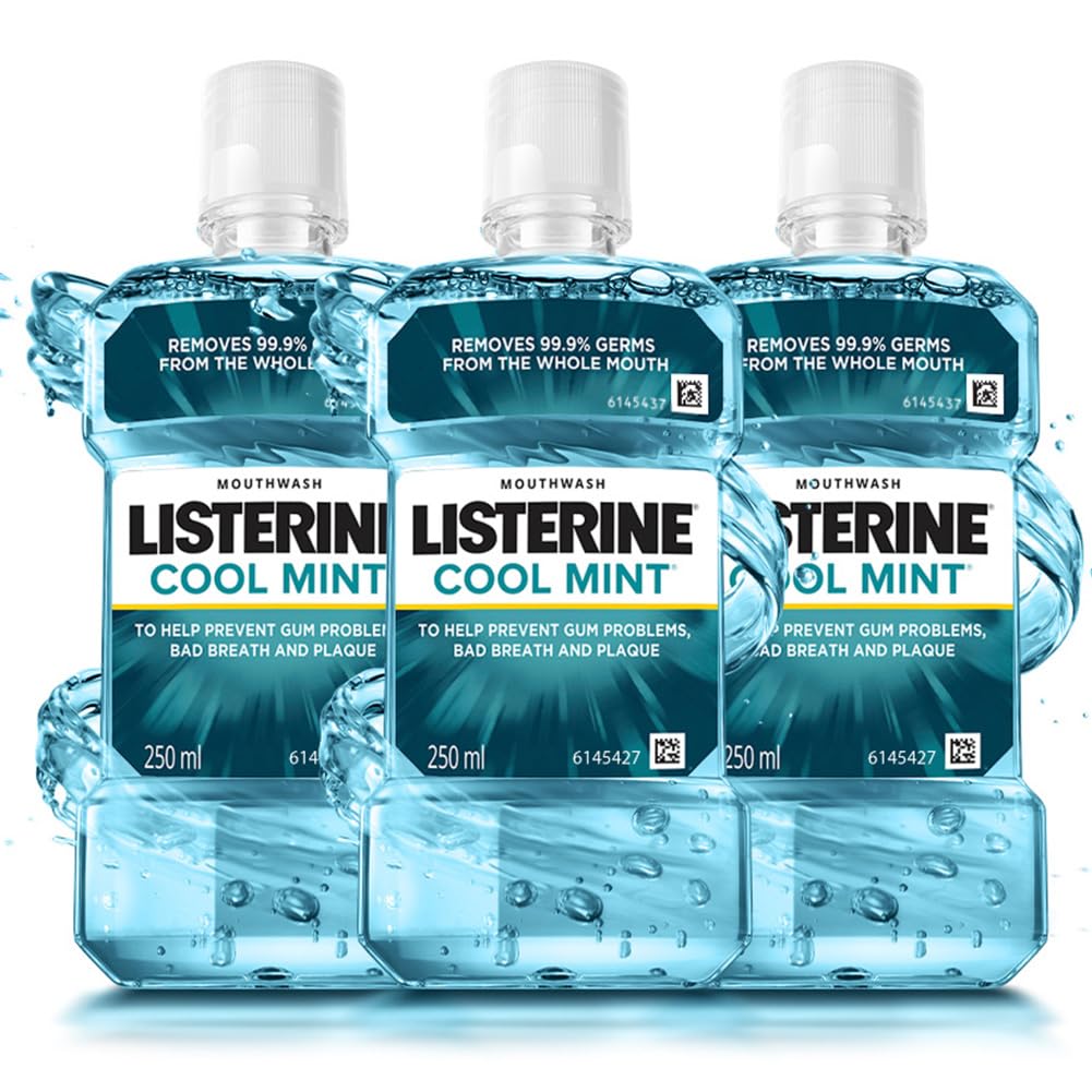 Listerine Cool Mint Mouthwash Liquid, Removes 99.9% Germs, 250ml
