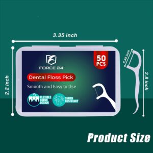 Force24 Dental Floss Picks for Tooth Cleaning Fresh Dental Floss Toothpick Cleaners, Oral Care Teeth Flossing Thread Toothpicks Stick Set for Fresh and Healthy Gums (50pcs) (Pack of 2)
